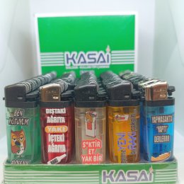KASAİ ŞEFAF BASKILI TAŞLI ÇAKMAK 50`Lİ