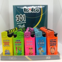 KOKO 301 BASKILI TAŞLI ÇAKMAK 50`Lİ