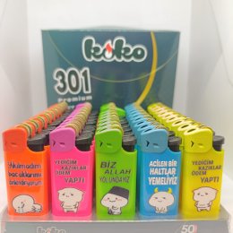 KOKO 301 BASKILI TAŞLI ÇAKMAK 50`Lİ