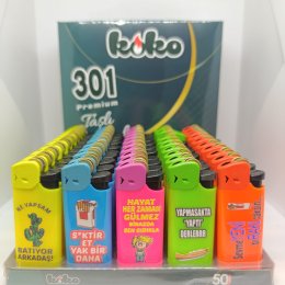 KOKO 301 BASKILI TAŞLI ÇAKMAK 50`Lİ