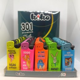 KOKO 301 BASKILI TAŞLI ÇAKMAK 50`Lİ