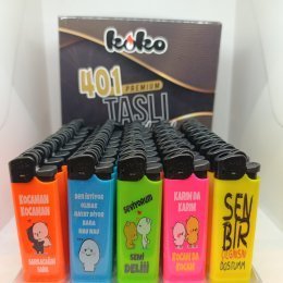 KOKO 401 BASKILI TAŞLI ÇAKMAK 50`Lİ