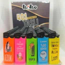 KOKO 401 BASKILI TAŞLI ÇAKMAK 50`Lİ