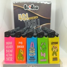 KOKO 401 BASKILI TAŞLI ÇAKMAK 50`Lİ